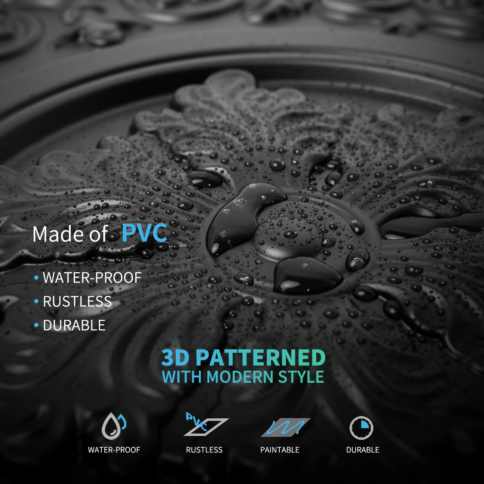 Art3d 12-pack 24 "x 24" بلاط السقف المتدلي، ألواح السقف الغراء المقاومة للماء، بلاط السقف ثلاثي الأبعاد على الطراز العتيق، ديكور السقف