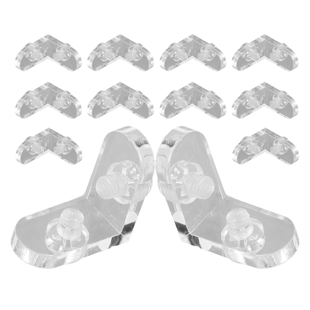 12 Sets Boxes Acrylic Corner Code Wall Mount Bracket Brackets Triangle Connector Transparent Brace