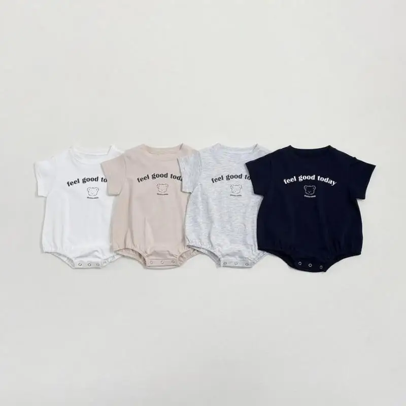 2026 Summer New Baby Short Sleeve Bodysuit Cute Newborn Cotton Cartoon Bear Jumpsuit For Boy Girl Toddler Clothes 0-24M