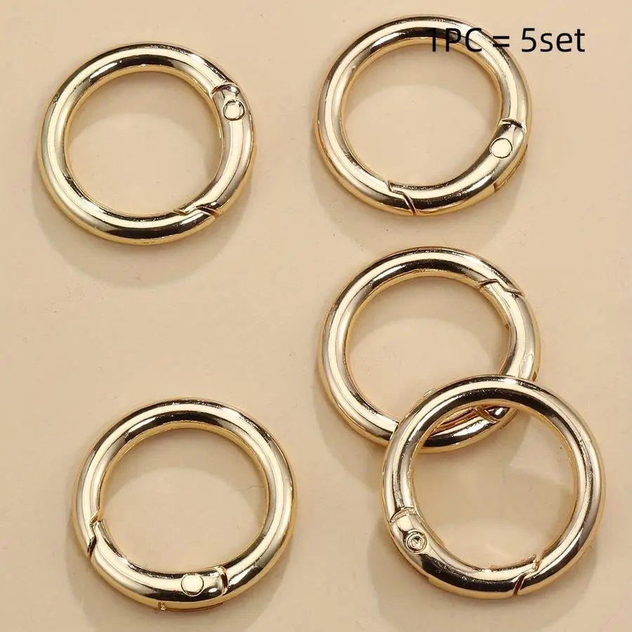 1/5/10/20/50/100pcs Set of 5 metal O-ring spring clasps for DIY jewelry, round snap hook, keychain, purse clips, hook, and conne