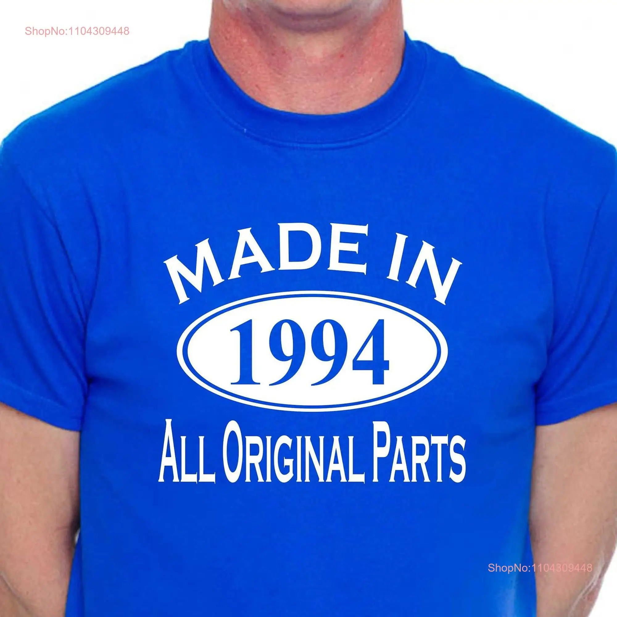 Print4u 30th Birthday T Shirt for Men Made in 1994 All Original Parts Slogan Age 30 Novelty Funny long or short sleeves