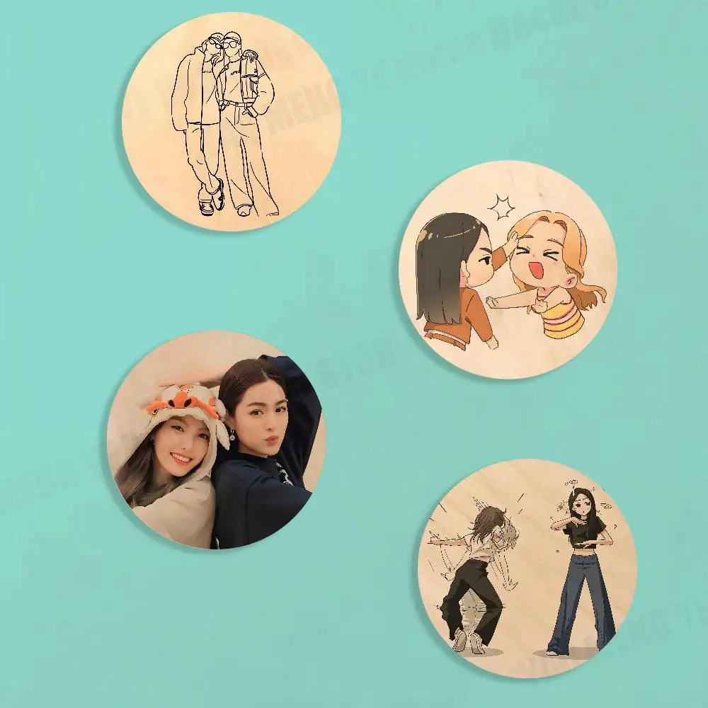 Couple L-LingOrm Anime Cartoon Elegant Wooden Coaster Handcrafted Wood Grain Perfect for Coffee Tea Home Bar Decor