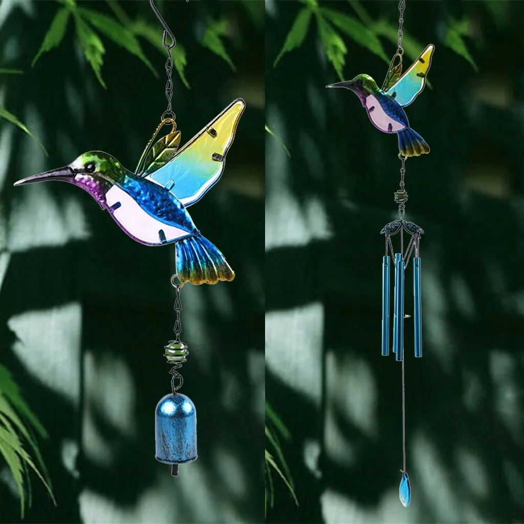 

Hummingbird Wind Chimes Glass Painted Ornament Gifts Wind Chimes Bells Garden Life Decoration Decorations Home Garden Decoration