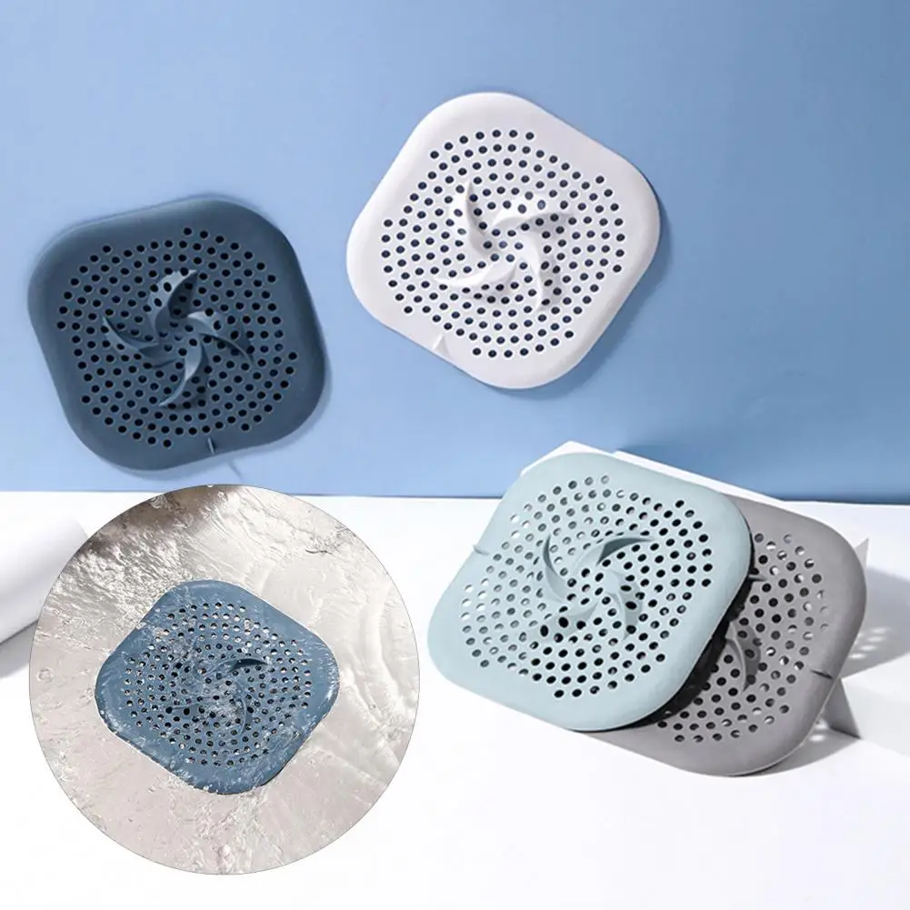 15*15cm Silicone Shower Drain Hair Catcher Drain Cover Protector For Bathroom Kitchen Laundry Room Non-Slip Shower Accessories