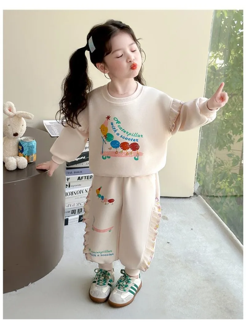 RAISE Herbst Kinder Mädchen 2-teiliges Kleidungsset 2-8 Jahre Mädchen Cartoon-Sweatshirts Anzüge 2026 Lose Lässige Hosen mit Elastischem Bund Outfit – Detail 13