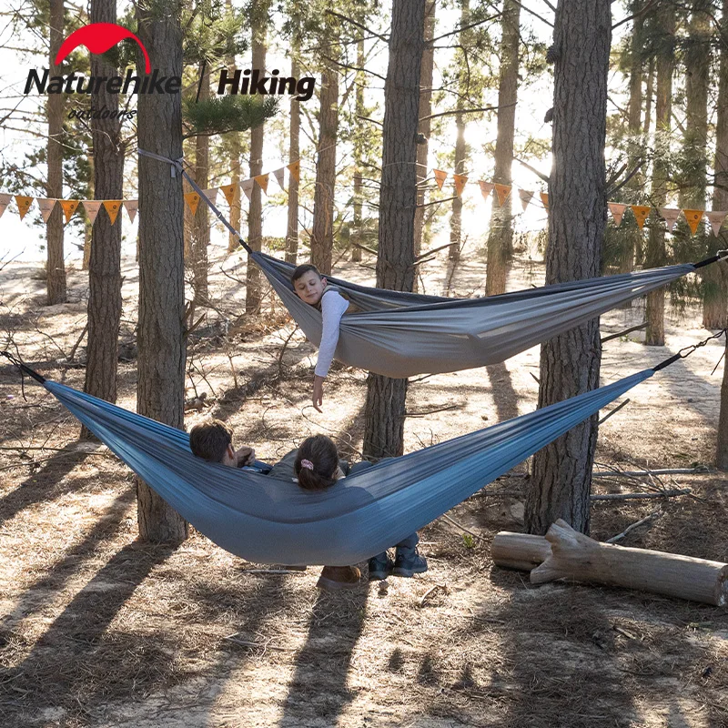 NatureHike Hammock Portable Double Camping Hammock Folding 2 Person Backyard Parachute Rope Hammock Garden Tree Hammock NH21DC01