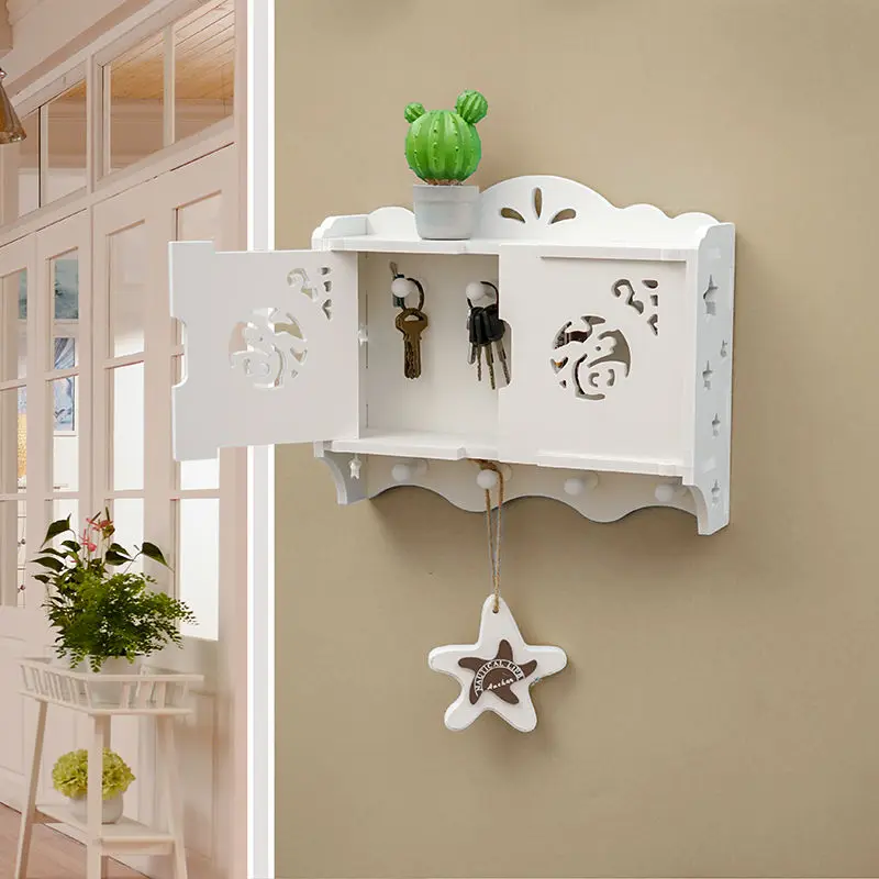 Wall Mounted Shelves Hooks No Punching Living Room Stickers Decorative Shelves Organizing Keys Storage Boxes Creative Ideas