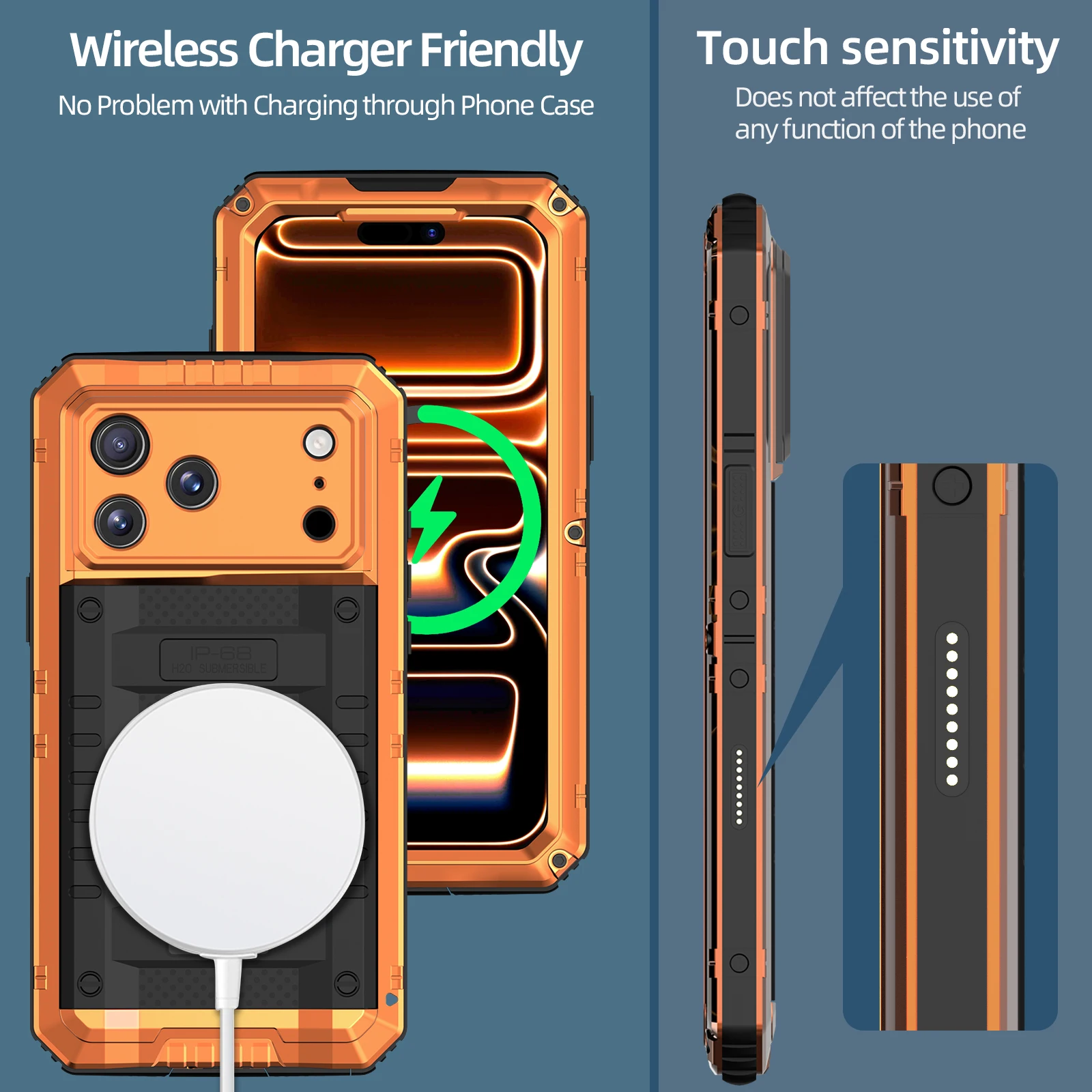 Wojskowe etui antywstrząsowe do iPhone 17 Pro 16E Air 16 15 14 13 12 Pro Max IP68, w pełni wodoodporne, silikonowe zabezpieczenie, aluminiowa obudowa. — zdjęcie produktu 3