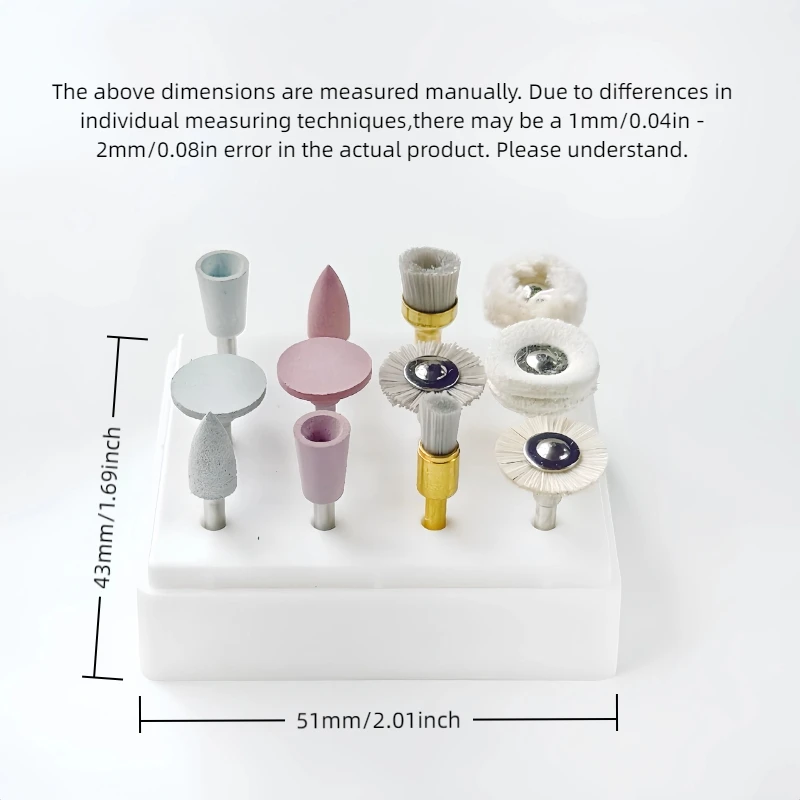 Kit Ra per lucidatura composita da 12 pezzi, utensili a bassa velocità, spazzola per lucidatura con testa di molatura in silicone con diametro gambo da 2,35 mm, testa di molatura per lucidatura manuale a bassa velocità in lega di resina ceramica