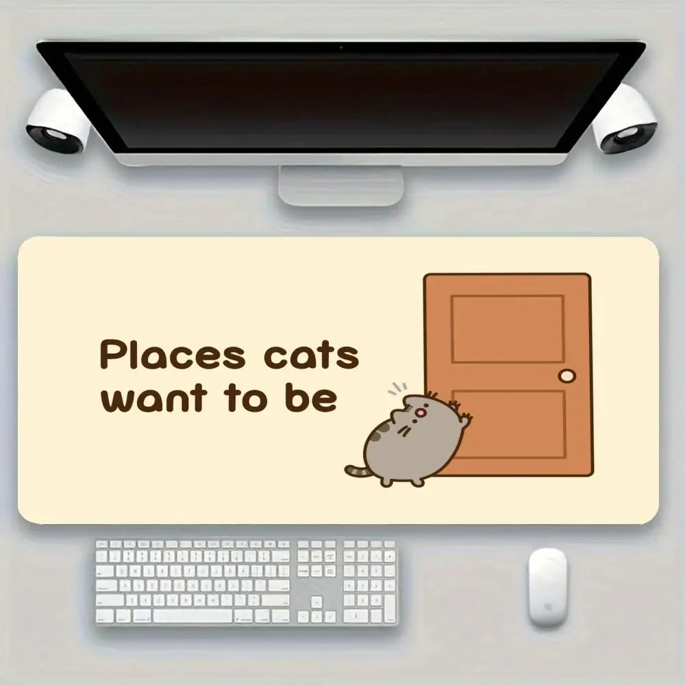 Naughty Cat Pulling Cloth Gaming Desk Mat High Definition Printing Durable Hemmed Edge Non-Slip Mouse Pad