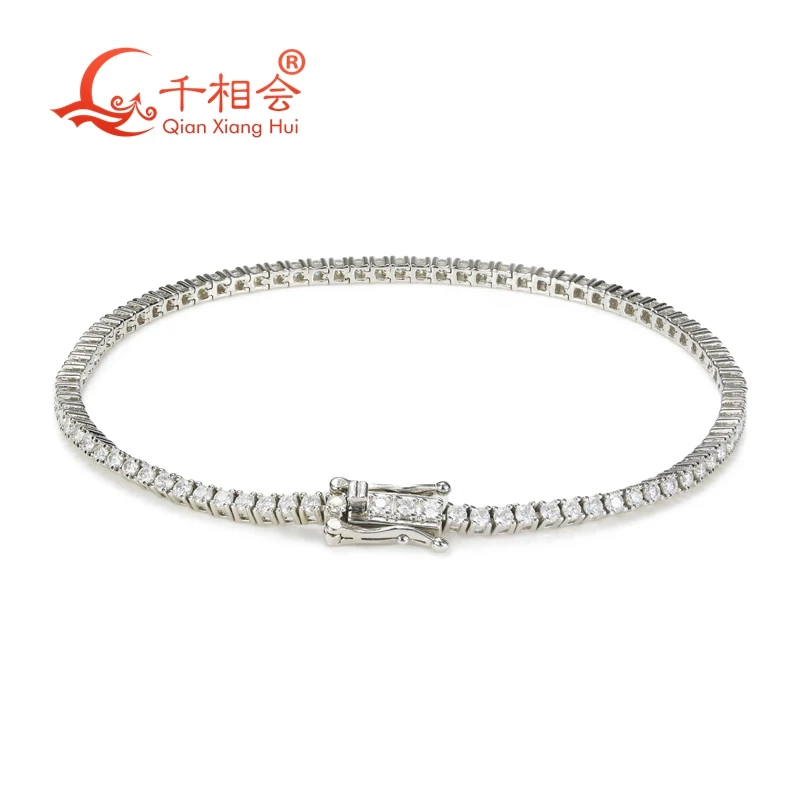 Fashion 2mm Tennis Bracelet S925 Sterling Silver  D vvs white  Moissanite Bracelet chain fine jewelry gift party datting