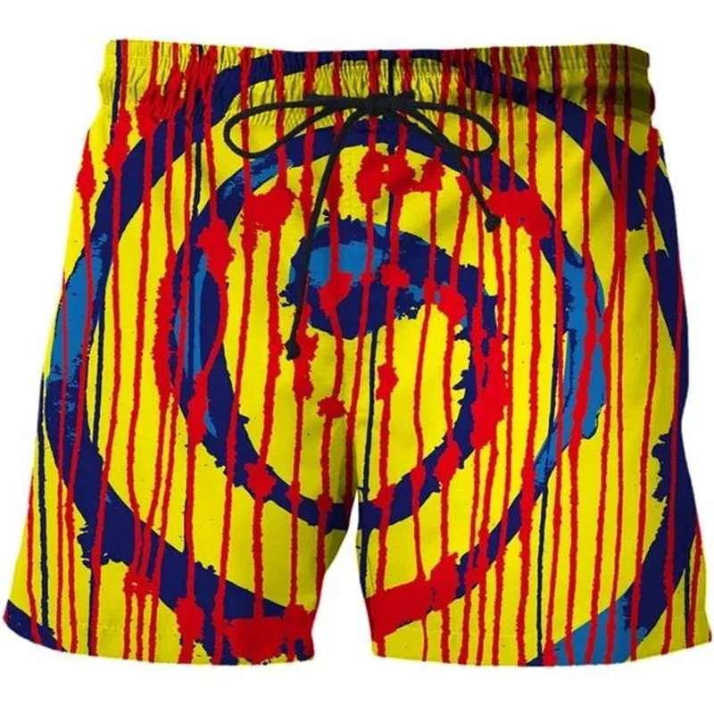 Calções de praia coloridos geométricos 3D masculinos, calção de banho, calças curtas extragrandes, maiô casual, shorts de surf esportivo, verão