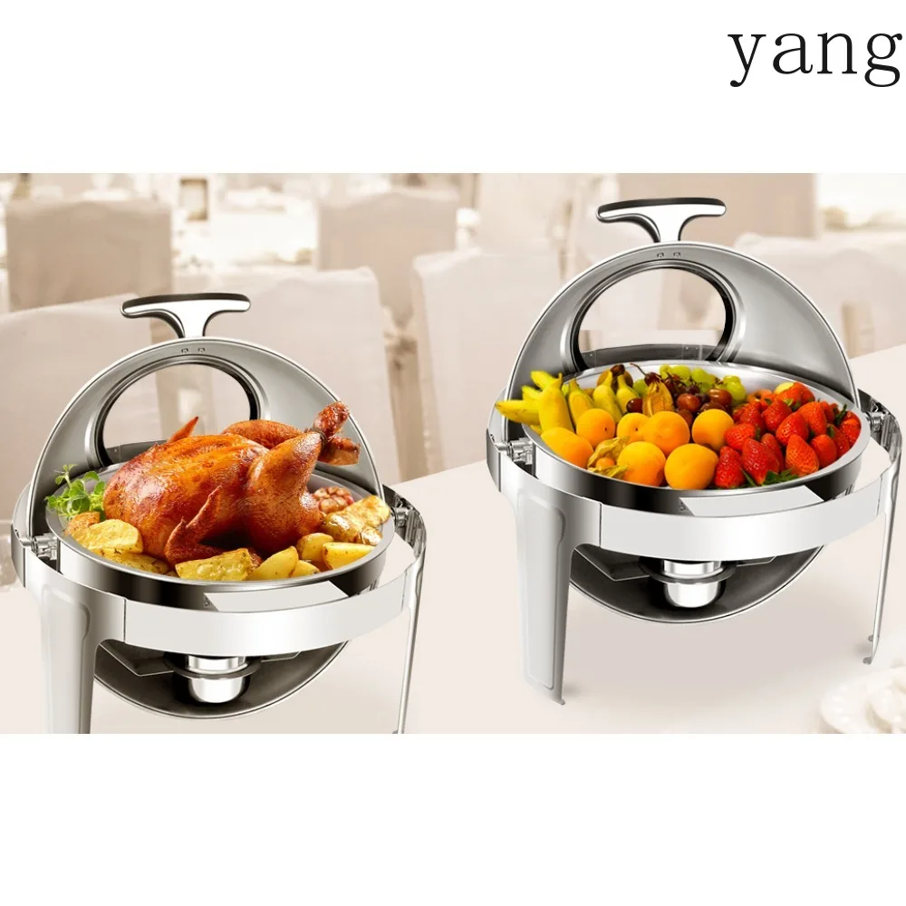 2-Pack Round Roll Top Chafing Dish Buffet Set Stainless Steel Chafer with 9. 5QT Warmers Set for Wedding, Parties Graduation