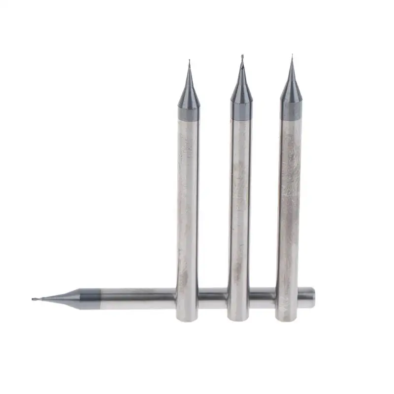 1Pcs Micro Carbide Flat End Mill 4mm Shank Milling Cutter CNC Engraving Bit 0.2-0.9mm Metal Shank Cutting Tools