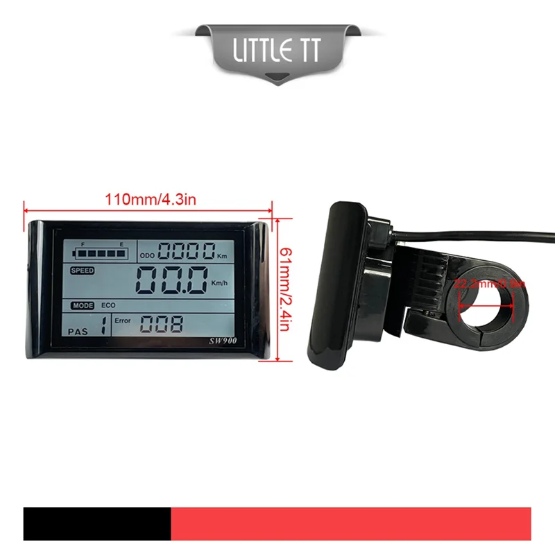 Ebike SW900 LCD Display Control Electric Bicycle Speed Meter Waterproof Plug Record Instrument Control/Setting 24-72V