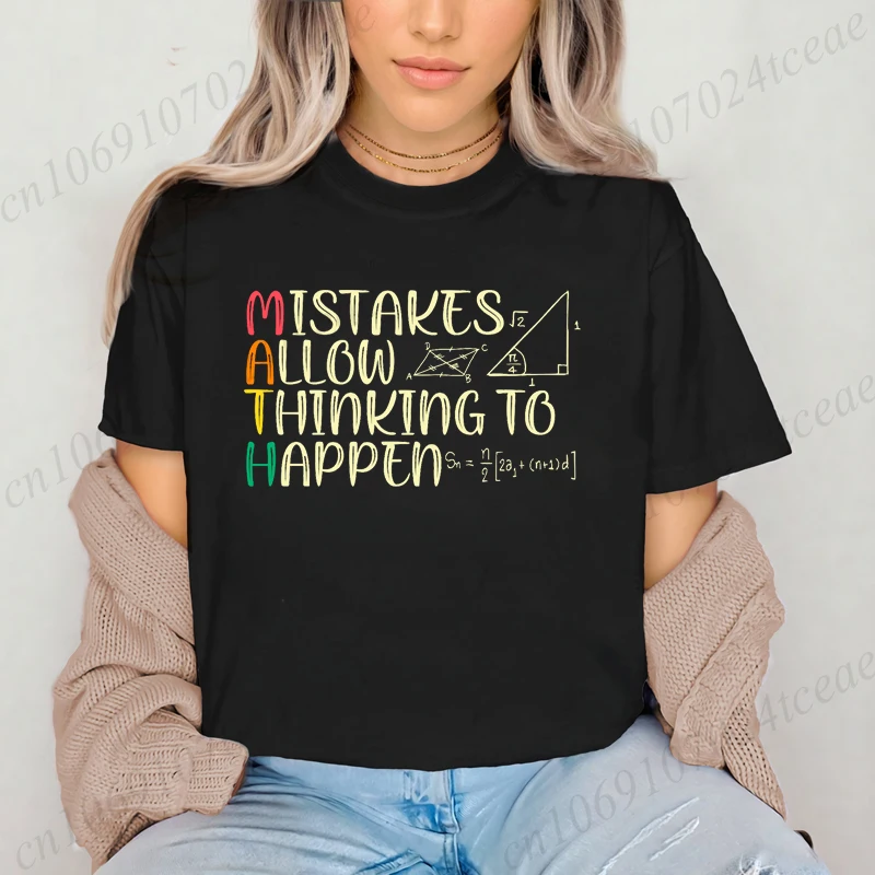 Professeur de mathématiques imprimé T-shirt à manches courtes col rond haut décontracté pour les femmes d'été Streetwear mathématiques Geek graphique t-shirts chemise Vintage