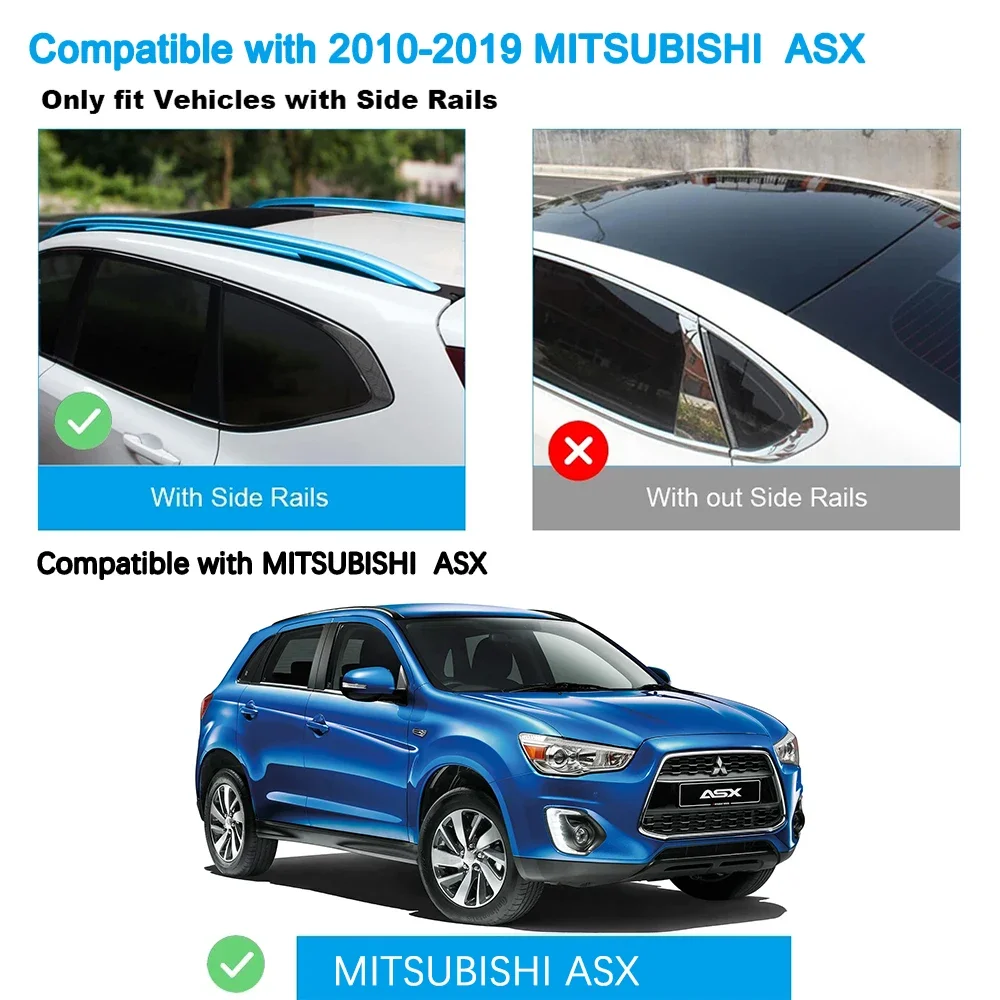 SHITURUI 2Pcs Roof Bars for Mitsubishi ASX   5 Door SUV 2010-2021 Aluminum Alloy Side Bars Cross Rails Roof Rack Luggage