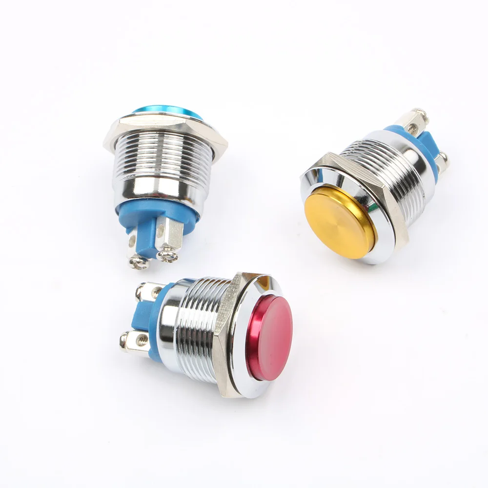 19mm push button switch high round Copper Momentary switches screw terminal 1NO colorful start button 19BYGT.F.L