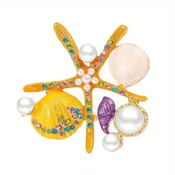 1pcs Exquisite Lady Colorful Shell Starfish Brooch Unisex Clothes Accessories for Banquet Vintage Jewelry Pins Luxury Badges