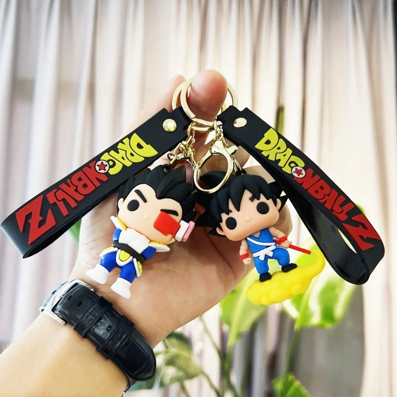 Dragon Ball Z Keychain Goku Cartoon Silicone Doll School Bag Key Chain Pendant Car Keyring Doll Kids Gift