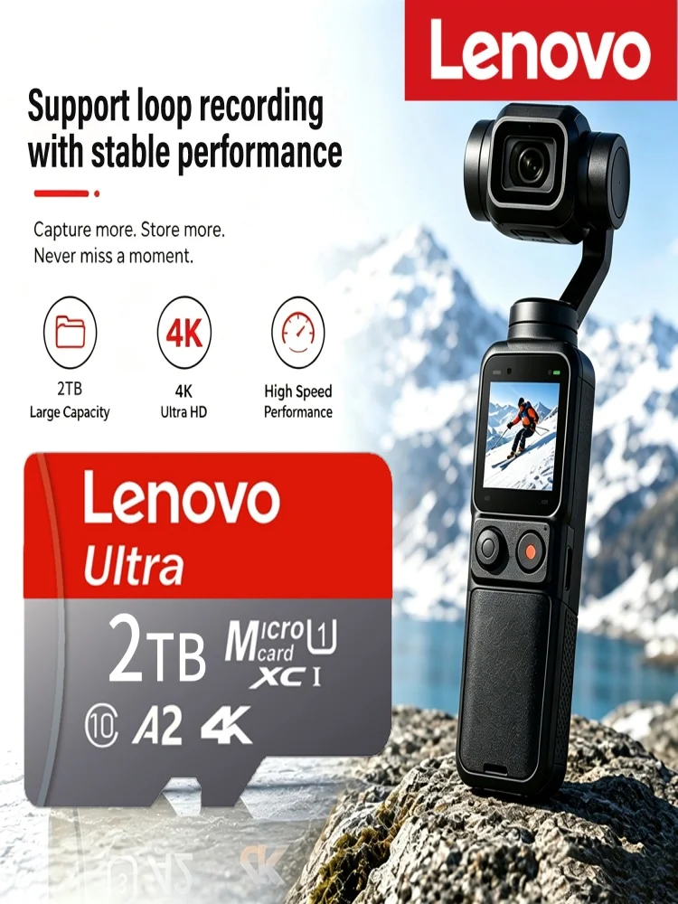 Lenovo 2 TB TF SD-Karte, Speicherkarte, hohe Geschwindigkeit, TF/SD, 128 GB, 256 GB, 512 GB, 1 TB, Mini-Speicherkarte, Klasse 10, für Kamera/Telefon/Computer