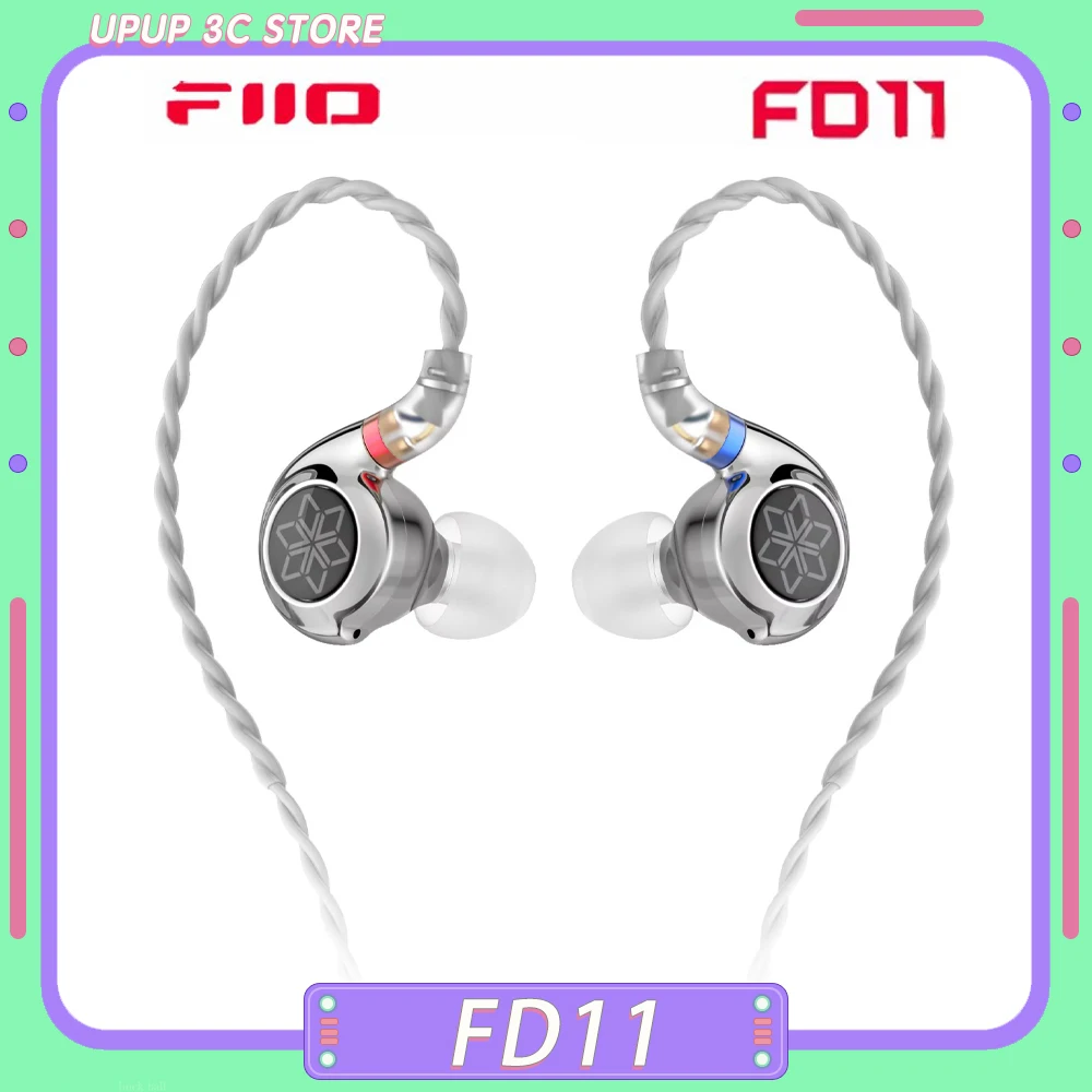 Fiio FD11 Wired In-Ear Earphones High-Fidelity Monitor Earbuds Custom Replaceable Cable 10mm Dynamic Driver HiFi Music Earphone