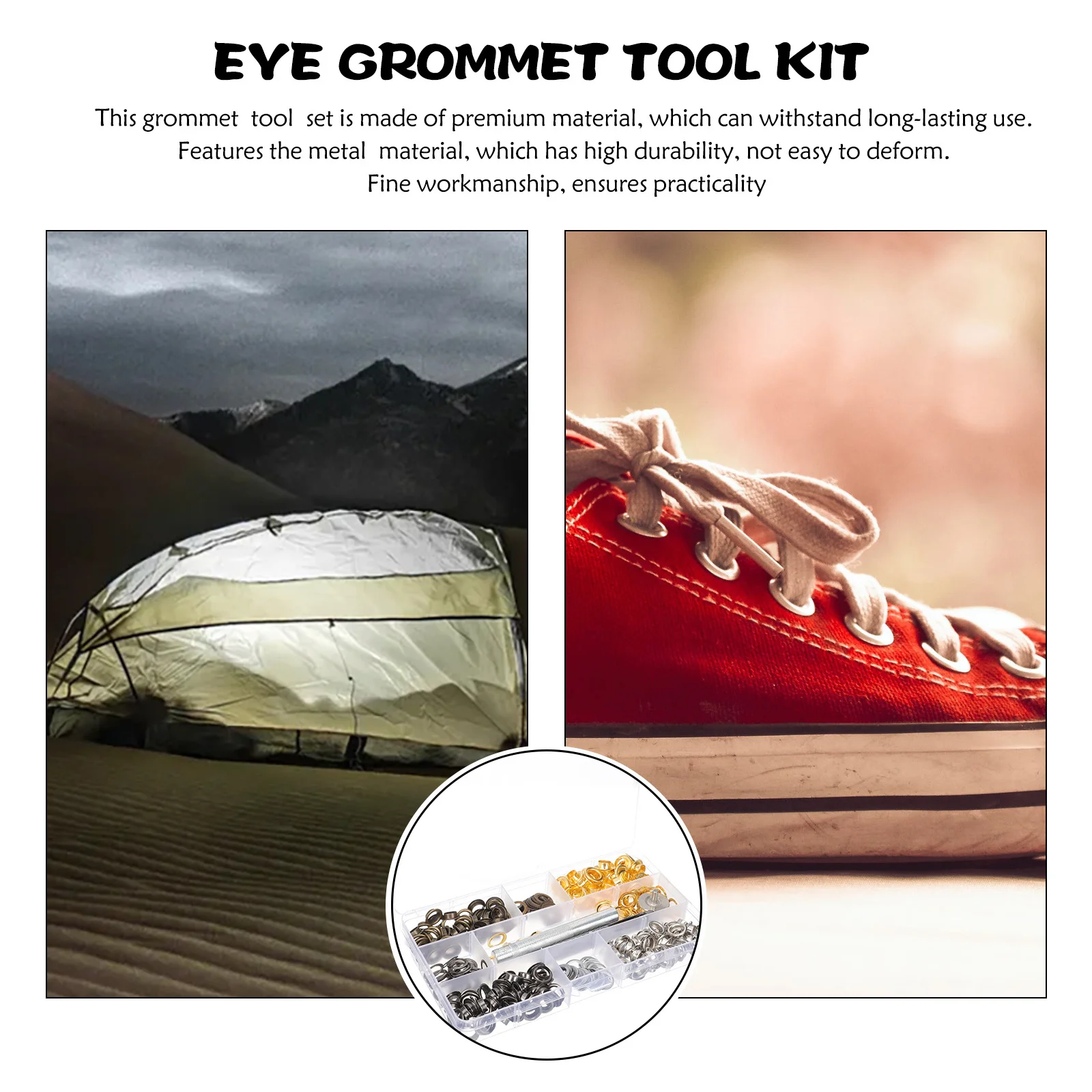 

1Set Grommet Kit Punch Tool for Fabric DIY Clothes Shoes Bags Crafts Tarp Repair Eyelets Eyelet Kit Grommets for Fabric