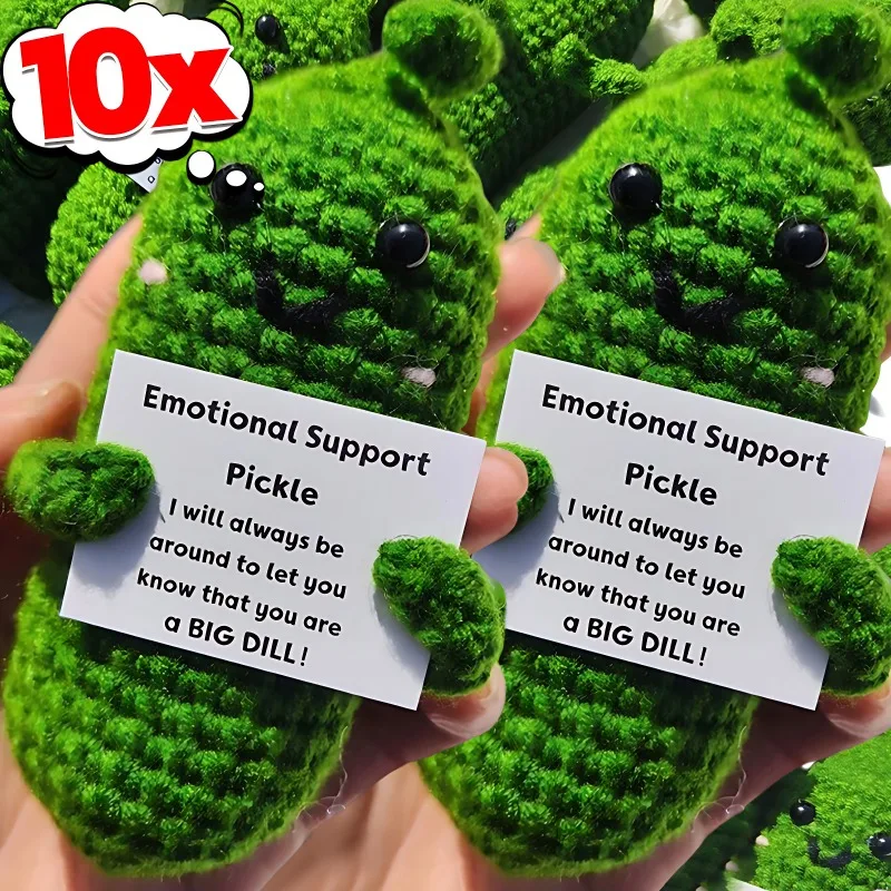 New Positive Energy Cucumber Ornaments Cute Mini Handwoven Ornament Funny Cucumber Decoration with Card Gift for Home Decoration