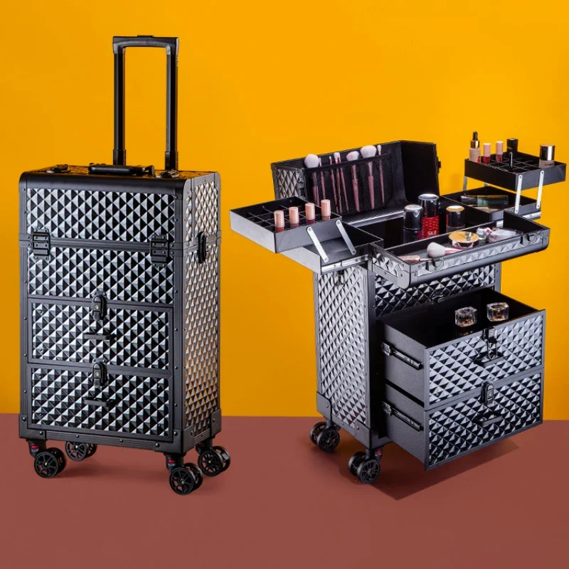Makeup Trolley Cosmetics Suitcase Multilayer Beauty Nail Tattoo Manicure Trolley Box Large Capacity travel Rolling Luggage Bags