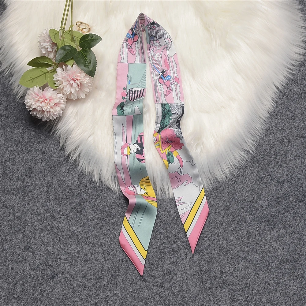 Brand Horse Bag Scarf 2024 New Design Wow Women Luxury 100% Silk Scarf Fashion Headwear Skinny Hair Scarves Neckerchief