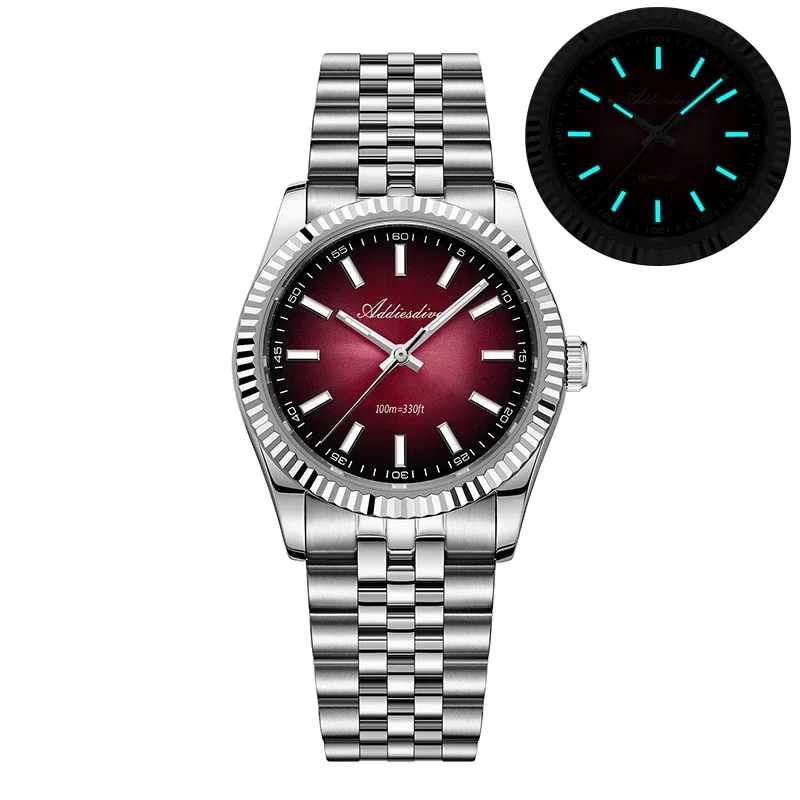 ADDIESDIVE 2025 New Quartz Watches for Men Sapphire Stainless Steel 100M Waterproof Simple Dial VH31 Man Wristwatch AD2073 Dress
