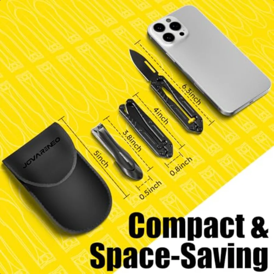 مجموعة سكين الجيب ومقص الأظافر EDC سكين صغير قابل للطي من الفولاذ المقاوم للصدأ الفاخر وقواطع أظافر وأظافر القدم مع L