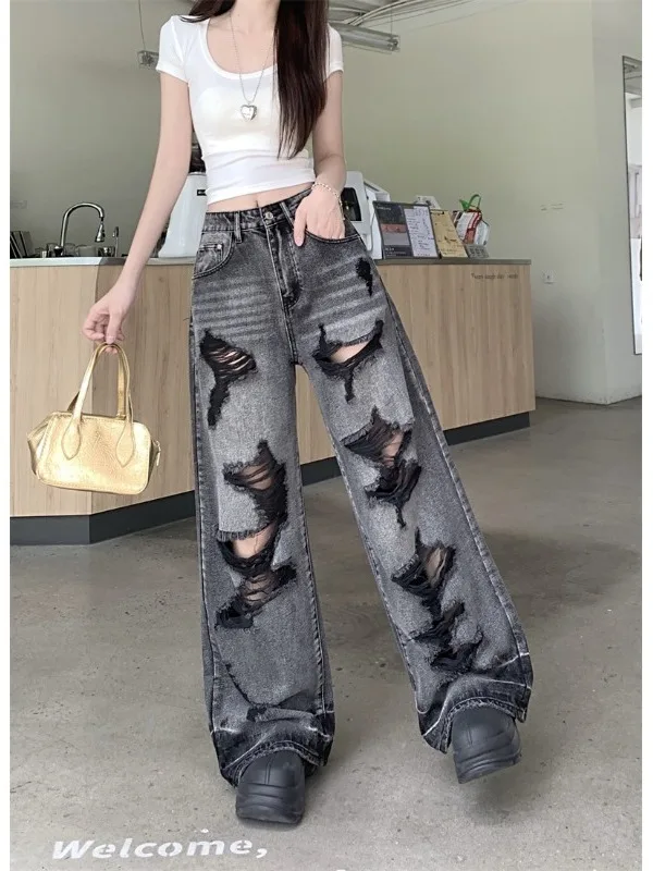 

Джинсы с высокой талией, женские кавайные милые японские Harajuku, корейские женские джинсовые модные эстетические пастельные цвета, розовые, весенние, светлые