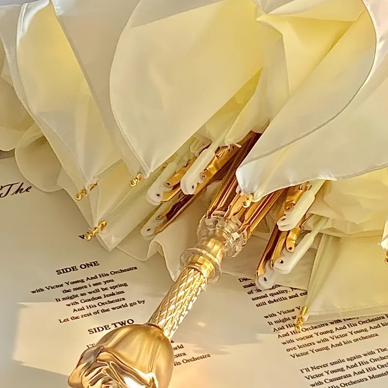 High-end luxury rose handle umbrella, high-value weather and rain, high-end umbrella