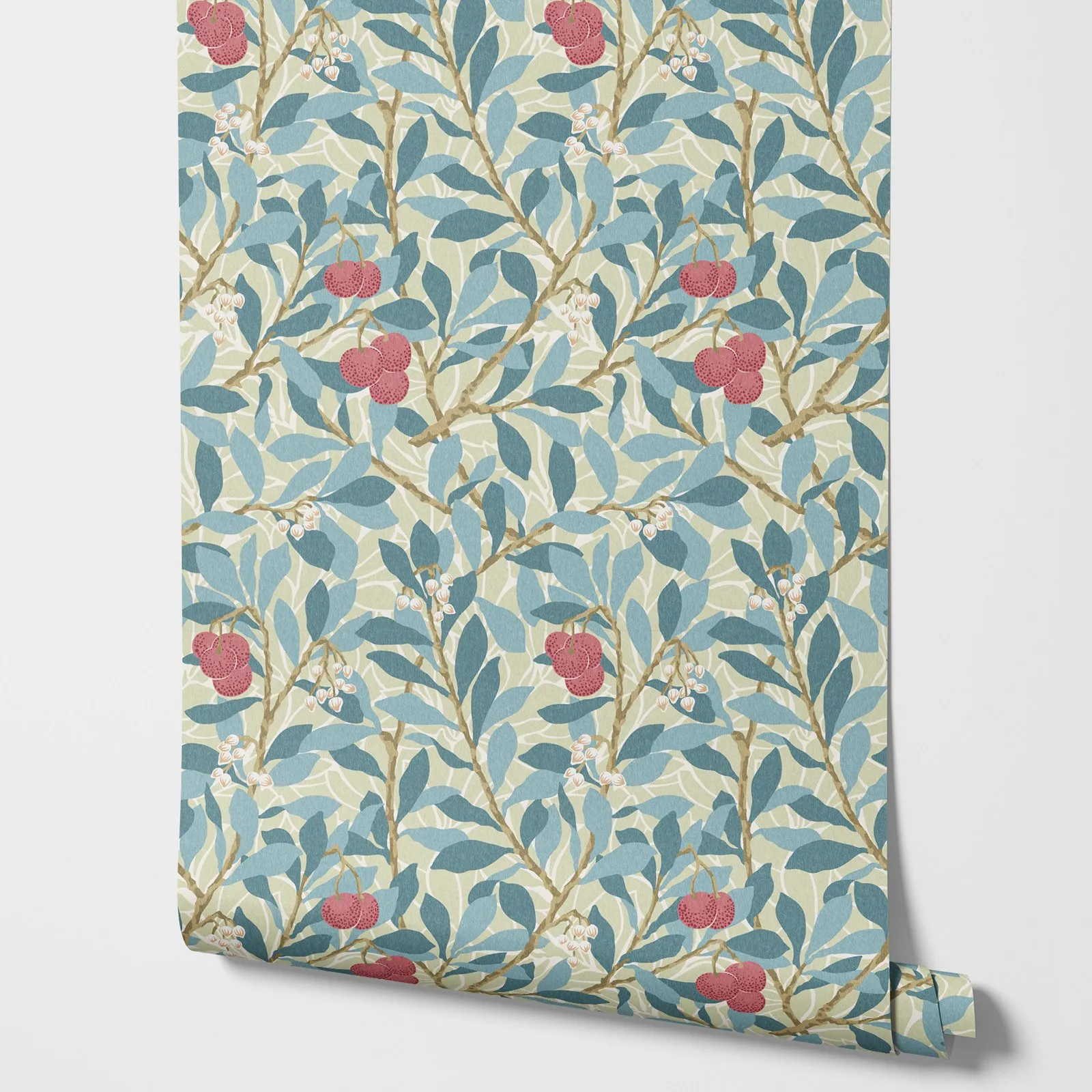 

Винтажные обои с цветочным принтом, наклейка и наклейка, обои с зелеными листьями для декора дома/комнаты, самоклеящиеся или непастные настенные фрески в рулоне