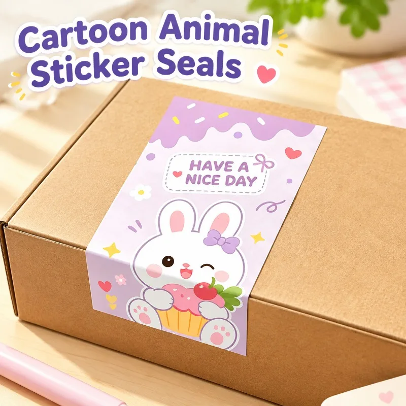 Cartoon Cute Animal Sticker Kit Self-adhesive Labels for Airplane Box Sealing Parcel Decoration Handmade Package Stationery