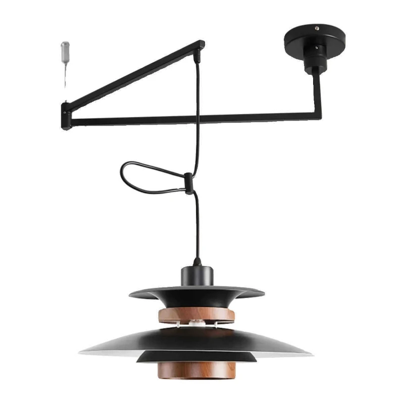

Restaurant chandelier wabi wind bar counter French medieval study dining table rocker arm displacement flying saucer light