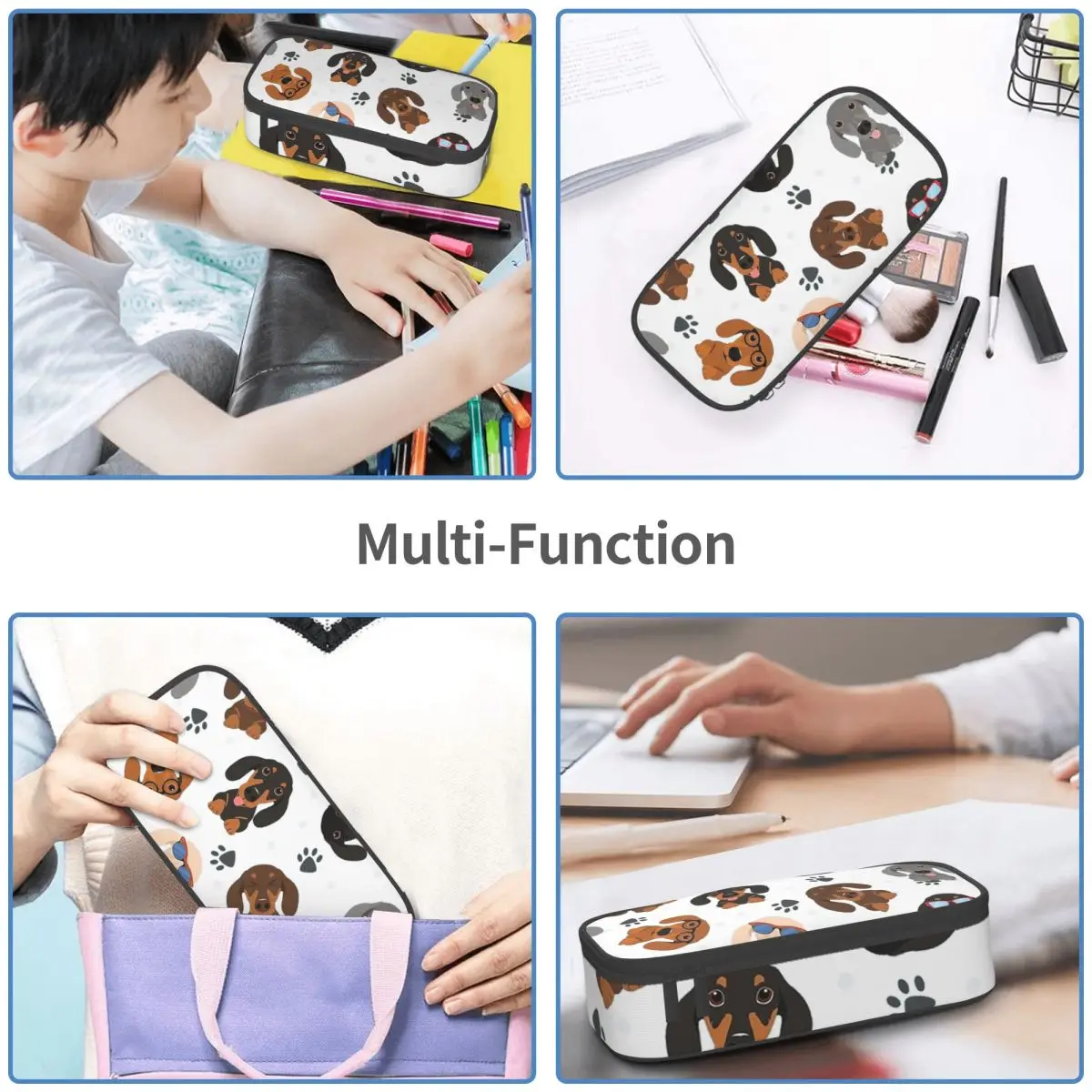 مقلمة Happy Dachshund Sausage Dogs للأطفال صندوق القلم المدرسية حقيبة أقلام رصاص لوازم القرطاسية حقيبة حامل القلم