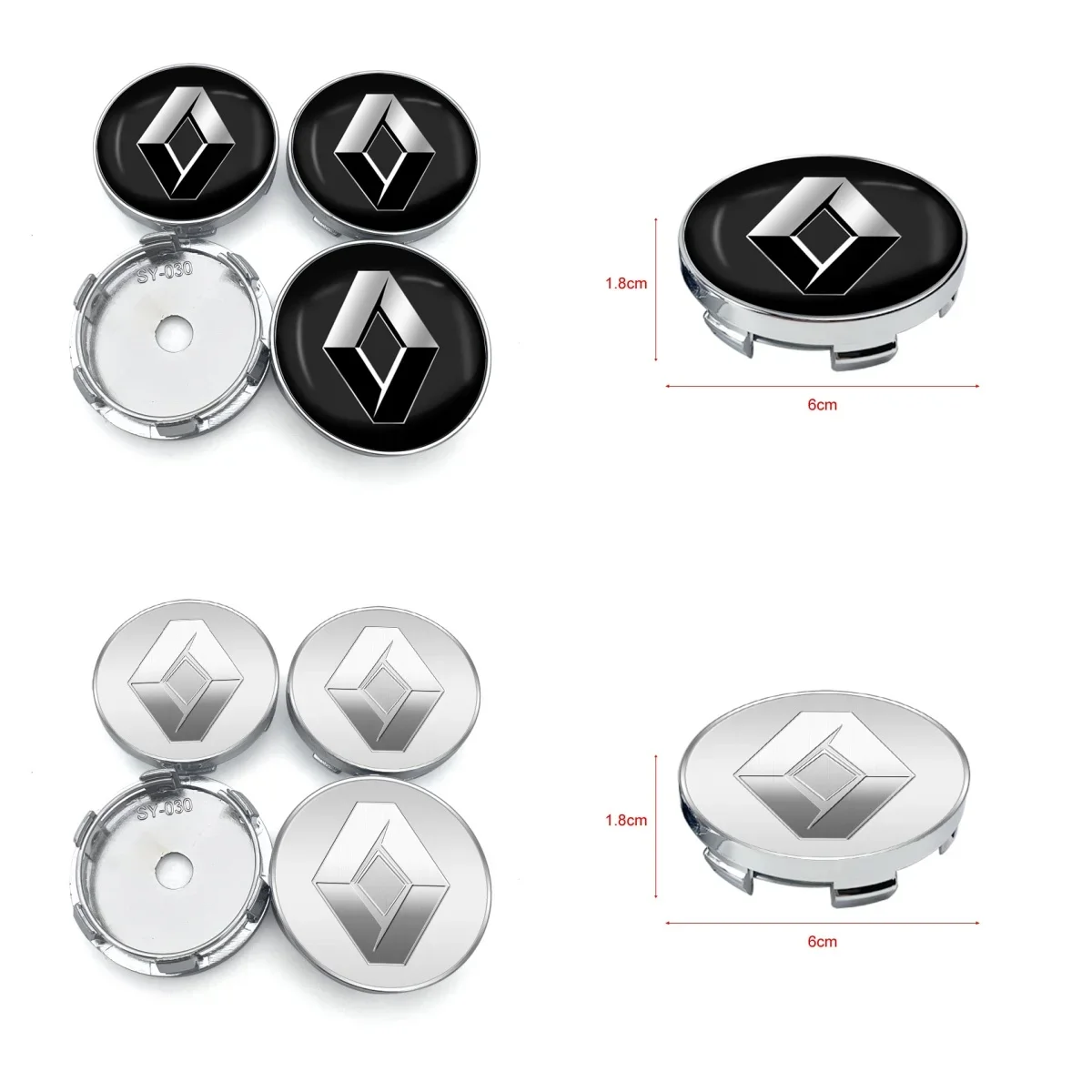 4pcs 60mm Car Wheel Center Hub Cap Rim Cover Emblem Stickers For Renault Megane 2 3 4 Twingo Clio Talisman Captur Trafic Kwid RS