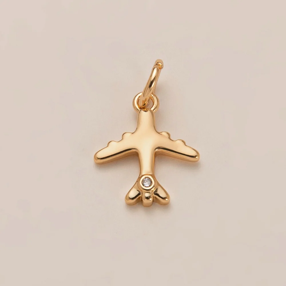 TK Y2K Goldfarbener Anhänger für Frauen, DIY-Zubehör, Niedliches Flugzeug-, Pass- und Fahrradmodell-Charm für Damen, Modeschmuck-Accessoires – Detail 4