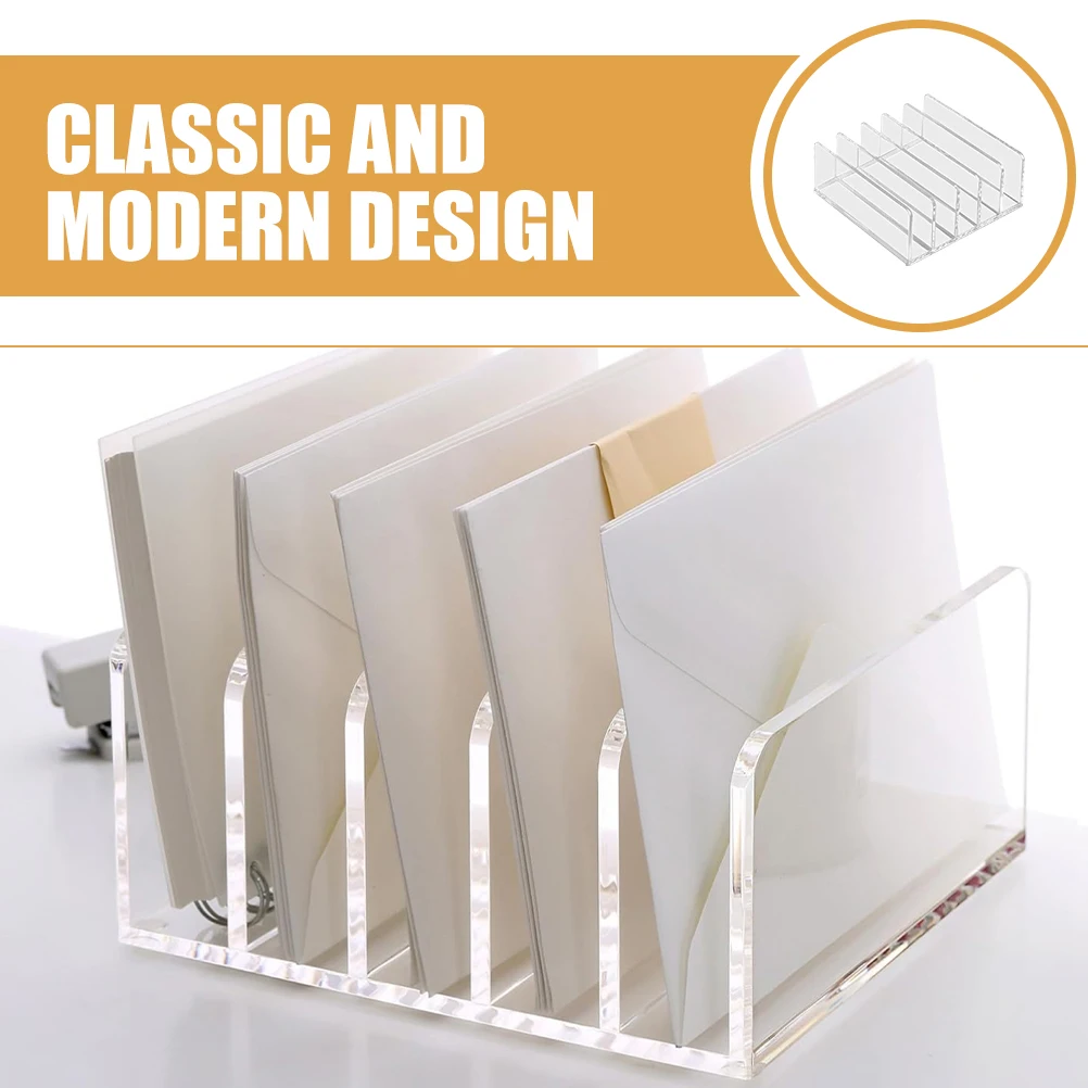 

Desktop File Organizer 5 Section Letter Rack Office Home Book Holder Magazine Sorter Envelope Storage Practical Desk