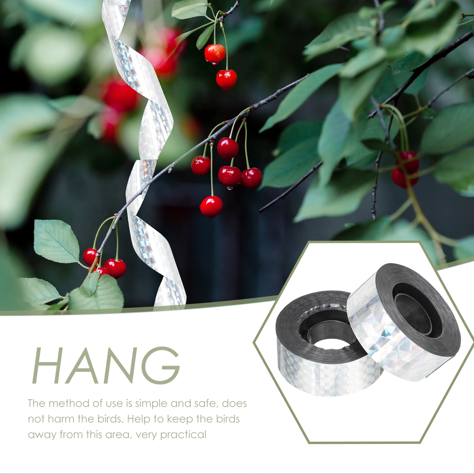 

2 Rolls Tape Durable Reflective Birdproof Ribbon Garden Backyard Garden Bird Scaring Tape Household Double Sided