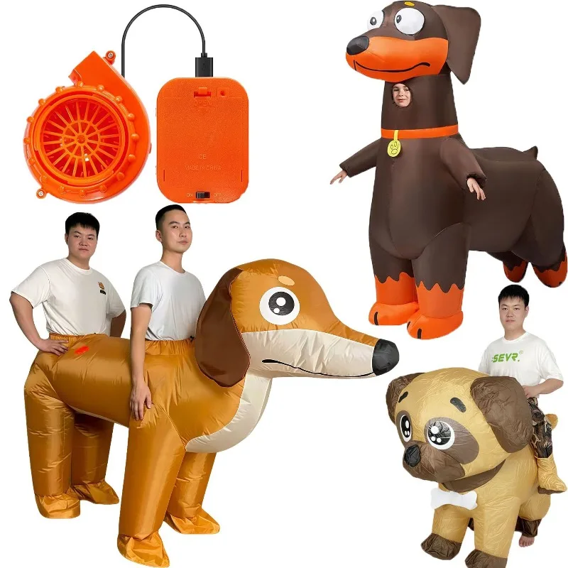 

Inflatable Sausage Dog Costume Dachshund Jumpsuit Set Halloween Carnival Christmas Day Theme Party Animals Cosplay Adults
