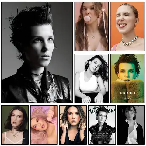 Actress M-Millie Bobby Brown Poster HD Sticky Wall Waterproof Home Living Room Bedroom Dorm Bar Aesthetic Decoration