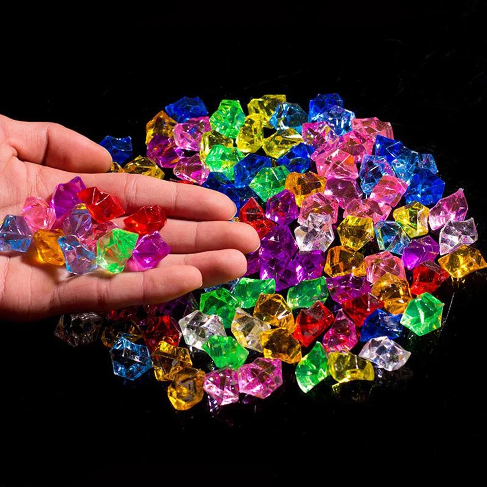 200PCSs Gems Ice Grains Colorful Stones Acrylic Jewels Ice Kids Counter Diamonds DIY Craft Beads Toys Decoration
