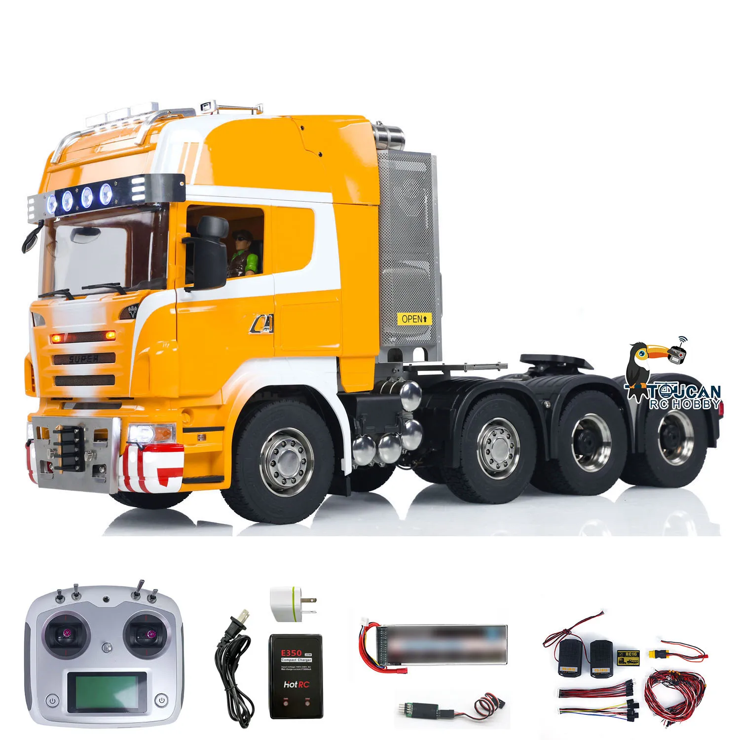 Giocattolo 1/14 8x8 R620 RC Trattore Camion RTR Metallo 3 velocità Cambio Radiocomando Pronto per Esecuzione TOUCAN FAI DA TE Verniciato Auto Veicolo