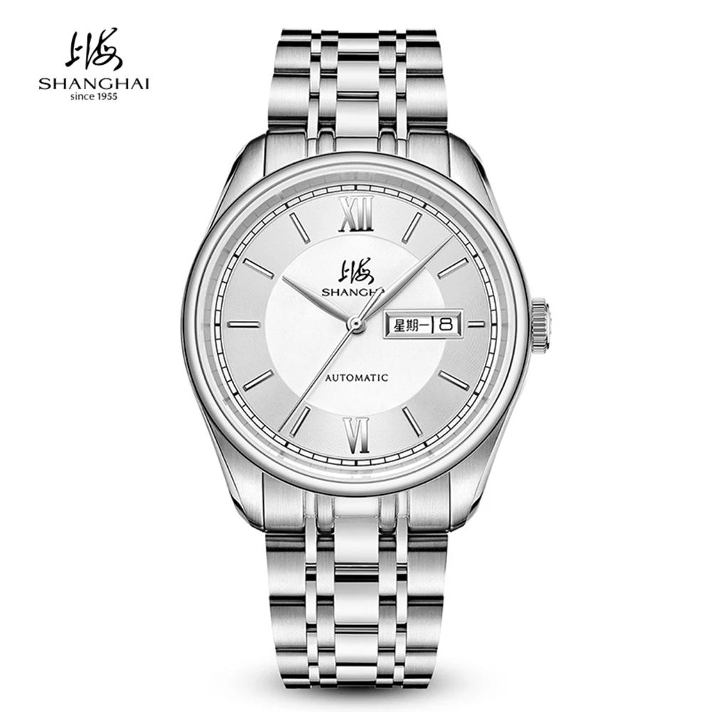 

Мужские механические часы Shanghai Watch Business, 40 мм, с двойным календарем, автоматические наручные часы из нержавеющей стали 316L, бренд reloj S3008