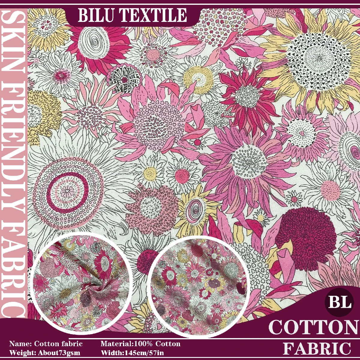 

1/2/3/5M100% поплин, цифровая печать, 80S, как свобода, маленькая Susembali trawnik, хлопковая ткань, швейное платье, одежда, ткань ручной работы «сделай сам»