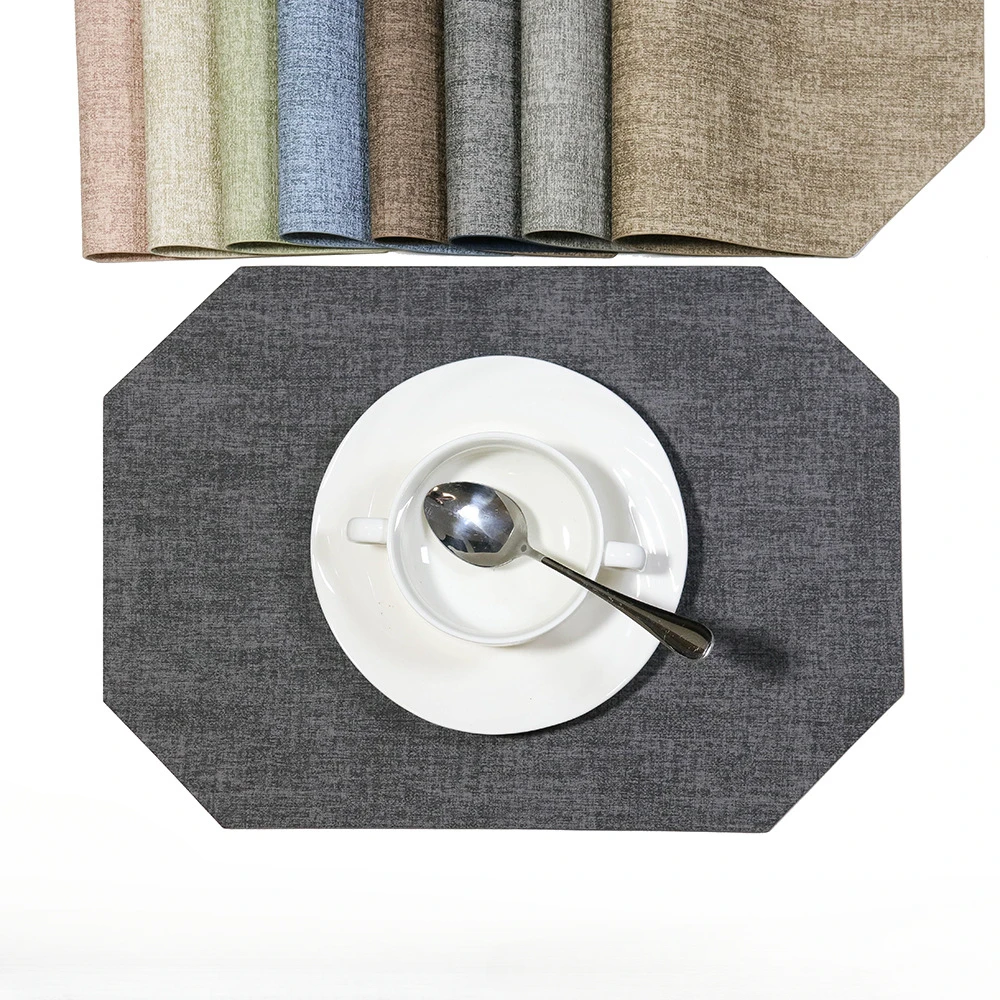 Fabric Texture PU Leather Placemat Heat-Resistant Table Mats Waterproof Oilproof Non-Slip Dining Mats Home Western Restaurants