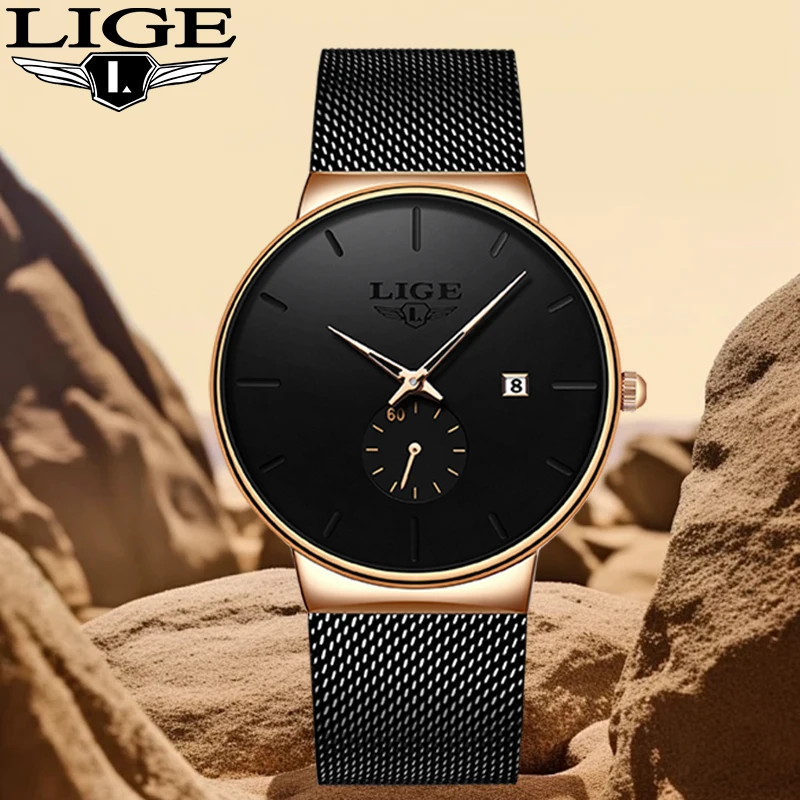 

Новые роскошные кварцевые мужские часы LIGE, повседневные спортивные часы с большим циферблатом для мужчин, водонепроницаемые наручные часы Relogio Masculino + коробка
